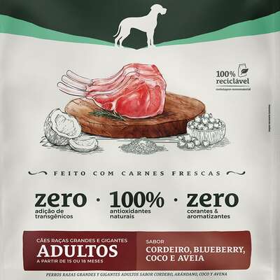 Ração Seca Bionatural Prime Adultos para Cães Filhotes Raças Grandes e Gigantes sabor Cordeiro