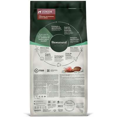 Ração Seca Bionatural Prime Júnior para Cães Filhotes Raças Grandes e Gigantes sabor Cordeiro