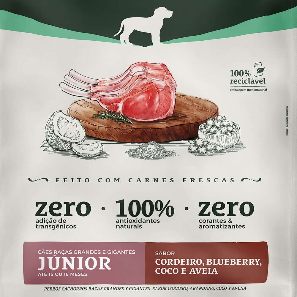 Ração Seca Bionatural Prime para Cães Filhotes Raças Grandes e Gigantes sabor Cordeiro - 20Kg