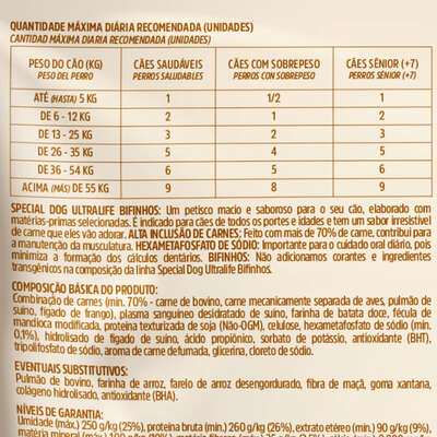 Bifinho Special Dog Ultralife para Cães sabor Carne