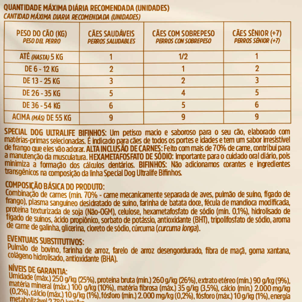 Bifinho Special Dog Ultralife para Cães sabor Frango - 60 g