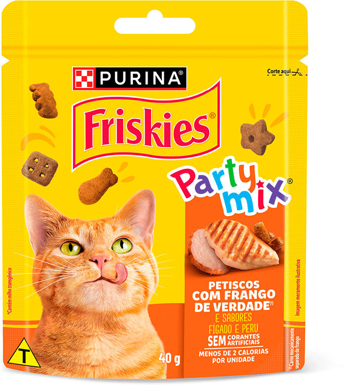 Petisco Purina Friskies Party Mix para Gatos Adultos Sabor Frango - 40 g