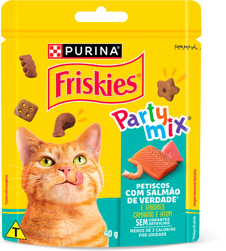 Petisco Purina Friskies Party Mix para Gatos Adultos Sabor Salmão - 40 g