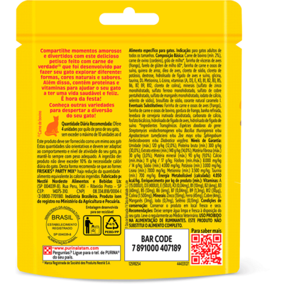 Petisco Purina Friskies Party Mix para Gatos Adultos Sabor Carne