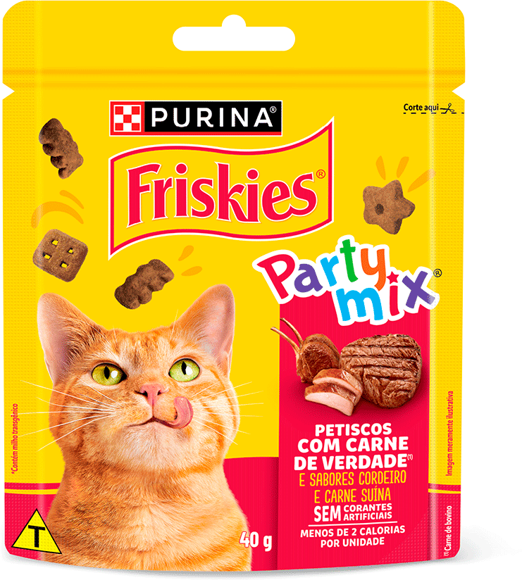 Petisco Purina Friskies Party Mix para Gatos Adultos Sabor Carne - 40 g