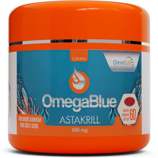 Suplemento Alimentar Omnilab OmegaBlue Astakrill 500 mg para Cães e Gatos - 60 Cápsulas