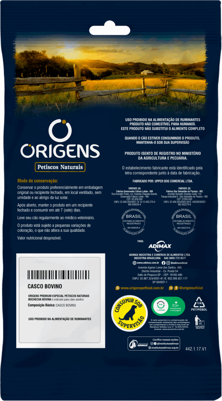 Petisco Natural Casco Bovino Origens para Cães - 40 g