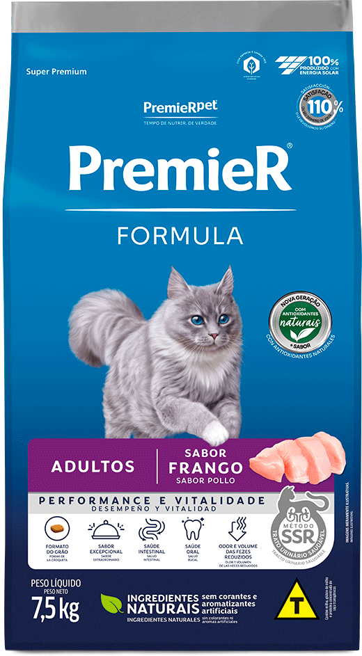 Ração Seca Premier Pet Formula para Gatos Adultos sabor Frango - 7,5Kg