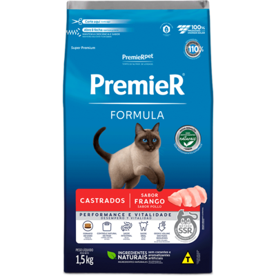 Ração Seca Premier Pet Formula para Gatos Castrados sabor Frango”