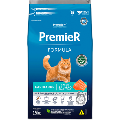 Ração Seca Premier Pet Formula para Gatos Castrados sabor Salmão