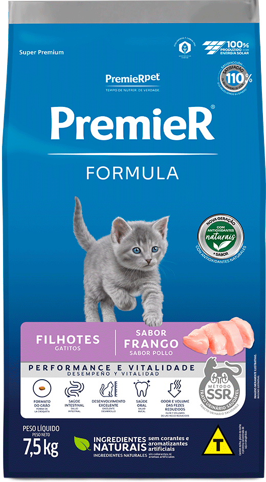 Ração Seca Premier Pet Formula para Gatos Filhotes sabor Frango - 7,5Kg
