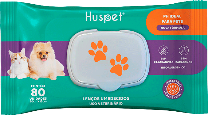 Lenço Umedecido Huspet para Cães e Gatos - 80 Unidades
