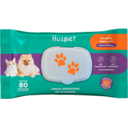 Lenço Umedecido Huspet para Cães e Gatos - 80 Unidades