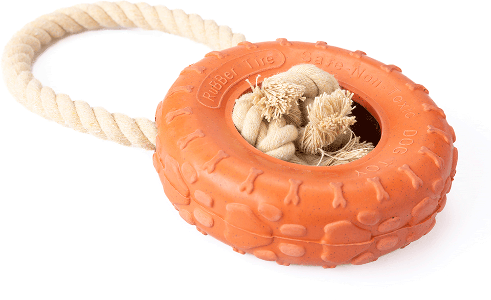 Brinquedo Mordedor Future Pet Pneu de Borracha Natural com Corda para Cães - Tam. G