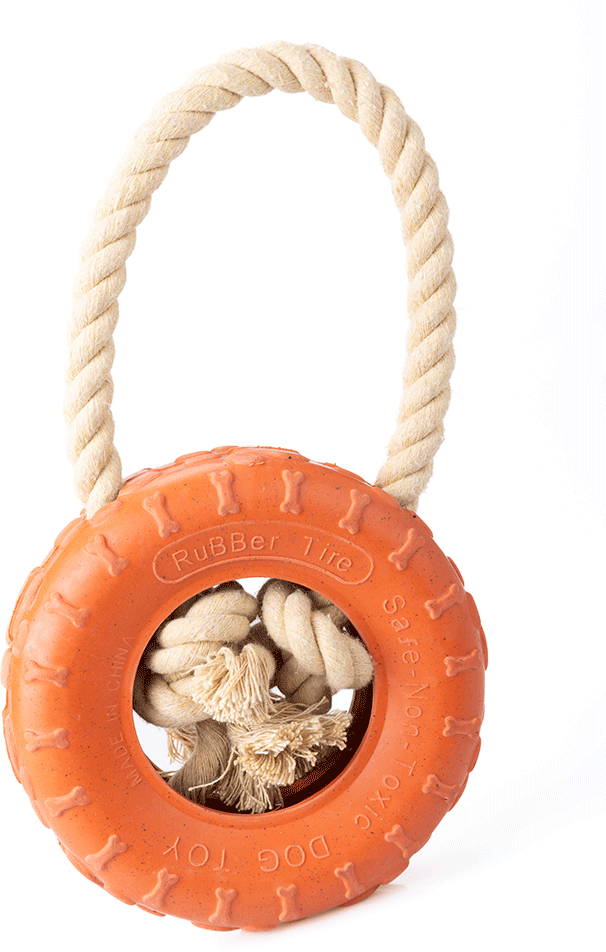 Brinquedo Mordedor Future Pet Pneu de Borracha Natural com Corda para Cães - Tam. G