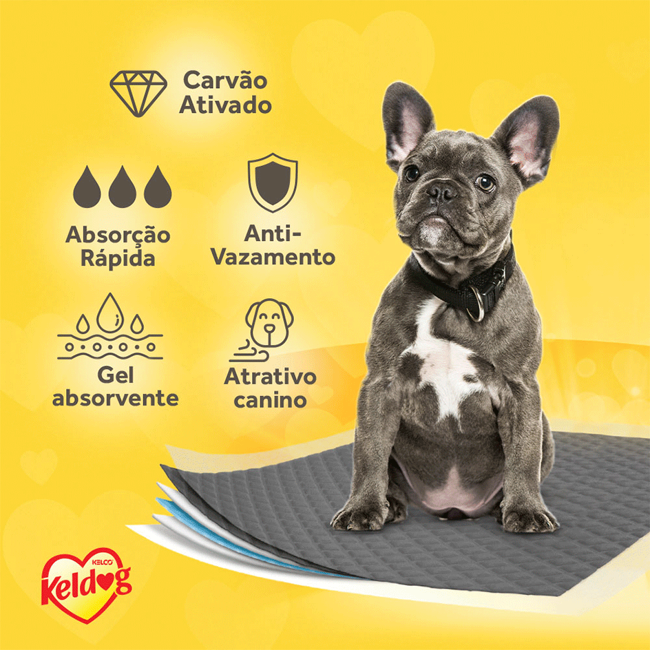 Tapete Higiênico Kelco Keldog Slim Ultra Dry Carvão Ativado - 30 unidades