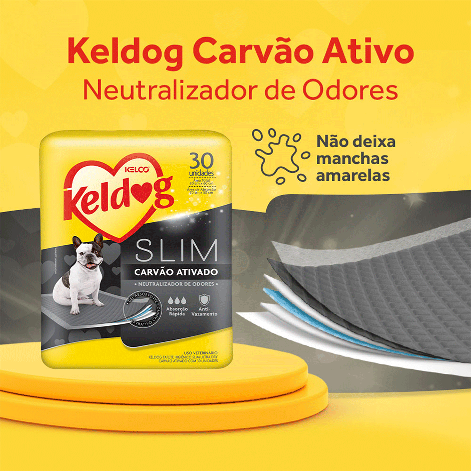 Tapete Higiênico Kelco Keldog Slim Ultra Dry Carvão Ativado - 30 unidades