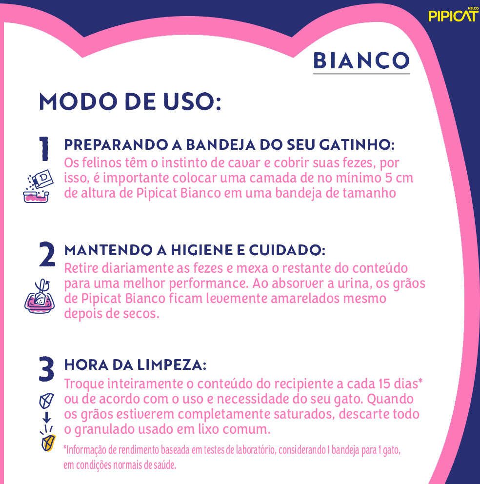 Granulado Sanitário Pipicat Bianco Sensitive - 1,8Kg