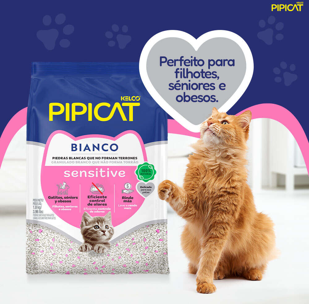 Granulado Sanitário Pipicat Bianco Sensitive - 1,8Kg