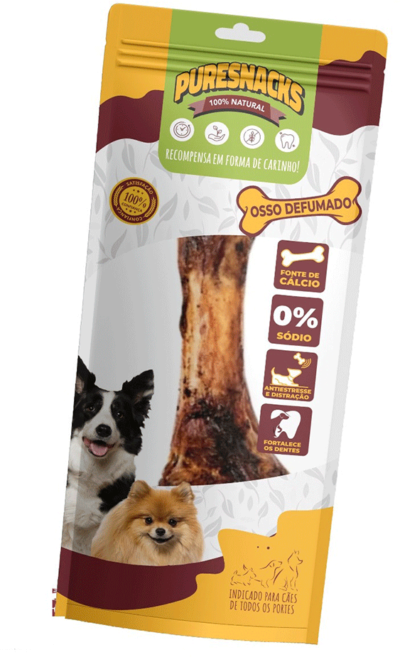 Petisco Mastigáveis Osso Defumado Fêmur Bovino PureSnacks para Cães - 1 Unidade