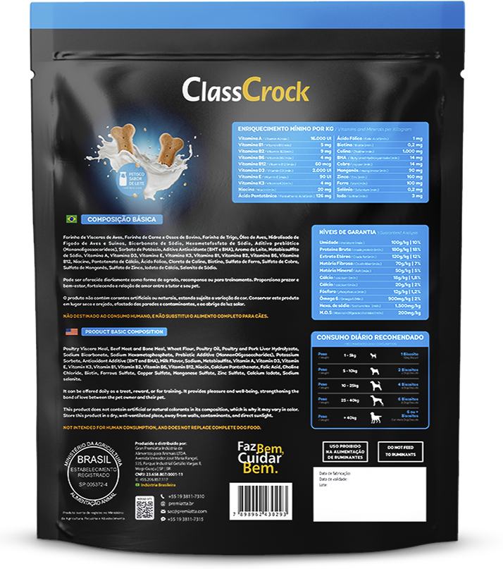 Biscoito Premiatta Classcrock para Cães sabor Leite - 400 g