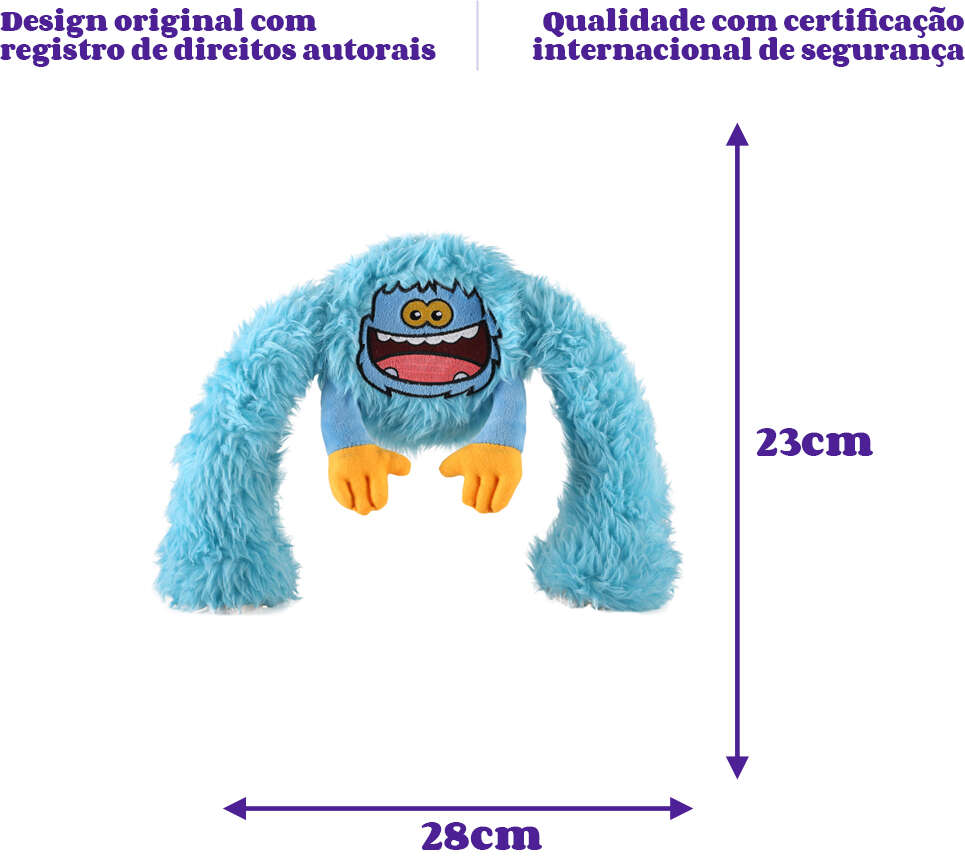 Brinquedo Pelúcia 2 em 1 Qmonster King Kong Super Braços Azul para Cães - Tam. Único