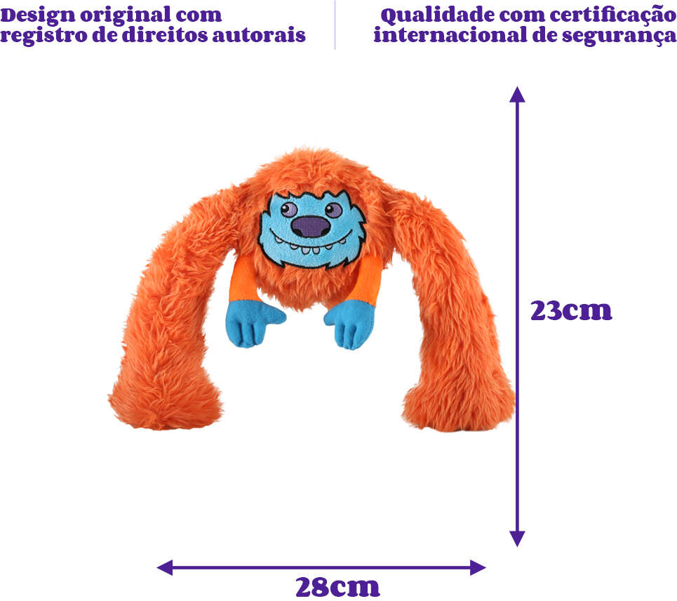Brinquedo Pelúcia 2 em 1 Qmonster King Kong Super Braços Laranja para Cães - Tam. Único