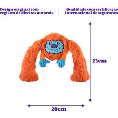 Brinquedo Pelúcia 2 em 1 Qmonster King Kong Super Braços Laranja para Cães