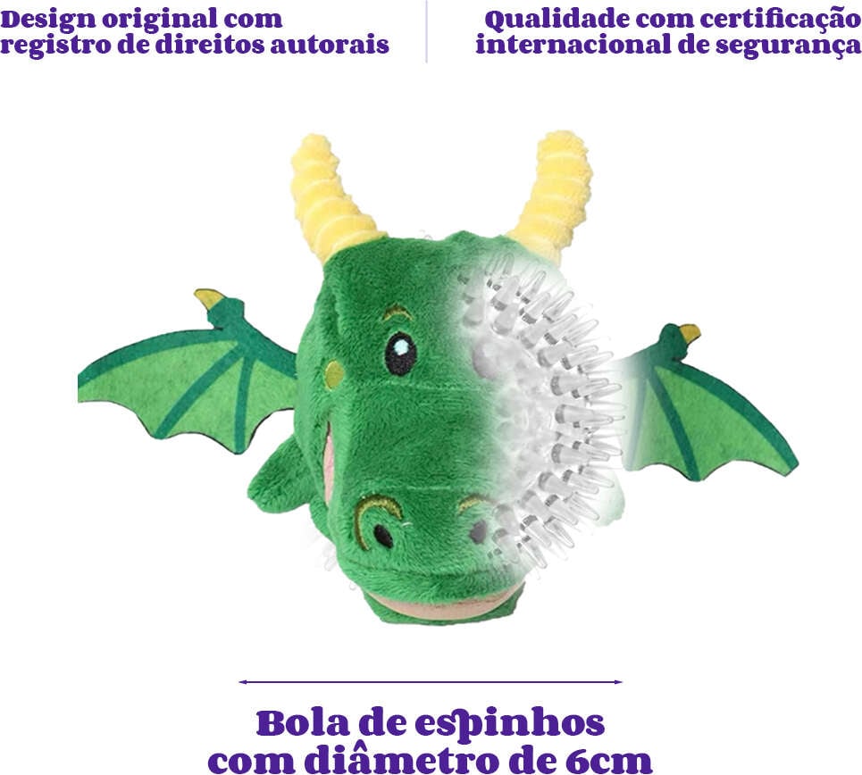 Brinquedo Pelúcia 2 em 1 Qmonster Conto de Fadas Dragão Verde para Cães - Tam. Único