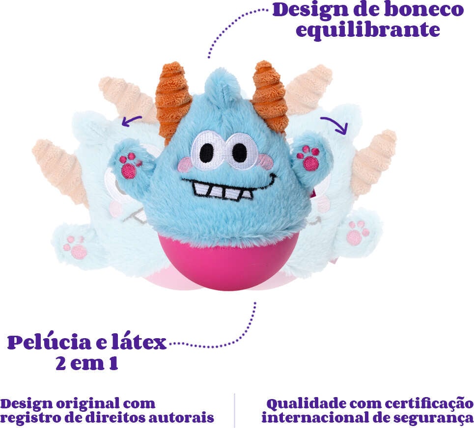 Brinquedo Pelúcia Qmonster Little Monster João Bobo Azul para Cães - Tam. Único