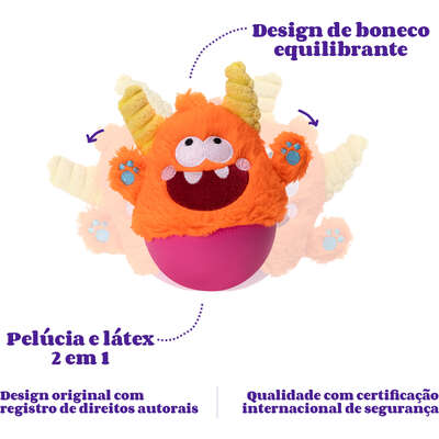 Brinquedo Pelúcia Qmonster Little Monster João Bobo Laranja para Cães