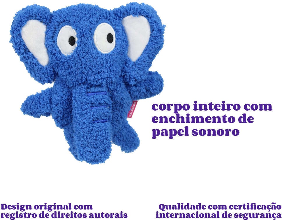 Brinquedo Pelúcia Qmonster Festa Peluda Elefante Azul para Cães - Tam. Único