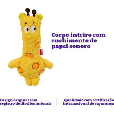 Brinquedo Pelúcia Qmonster Festa Peluda Girafa Amarela para Cães