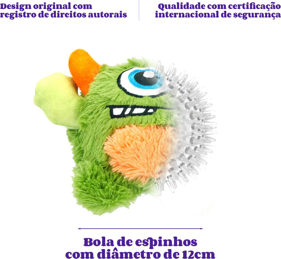Brinquedo Pelúcia 2 em 1 Qmonster Baby Monster Gen 1 Verde para Cães - Tam. P