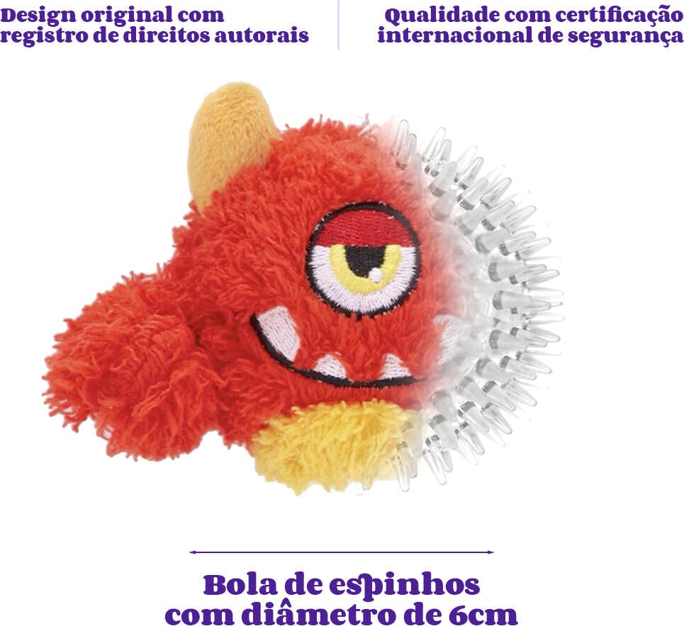Brinquedo Pelúcia 2 em 1 Qmonster Baby Ciclope Vermelho para Cães - Tam. G