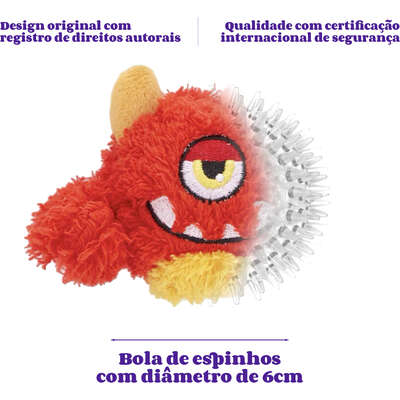 Brinquedo Pelúcia 2 em 1 Qmonster Baby Ciclope Vermelho para Cães