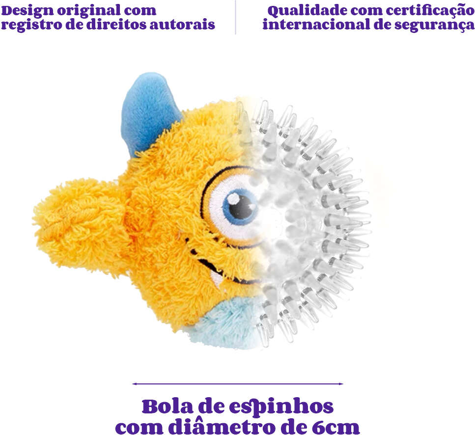 Brinquedo Pelúcia 2 em 1 Qmonster Baby Ciclope Amarelo para Cães - Tam. P