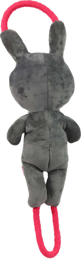 Brinquedo Pelúcia Qmonster Puxa Corda Coelho Shock Cinza e Rosa para Cães - Tam. Único