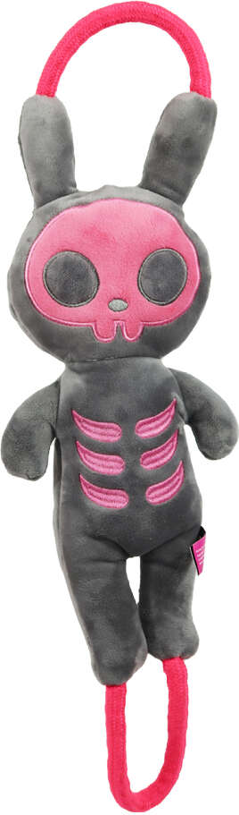 Brinquedo Pelúcia Qmonster Puxa Corda Coelho Shock Cinza e Rosa para Cães - Tam. Único