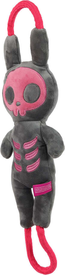 Brinquedo Pelúcia Qmonster Puxa Corda Coelho Shock Cinza e Rosa para Cães - Tam. Único