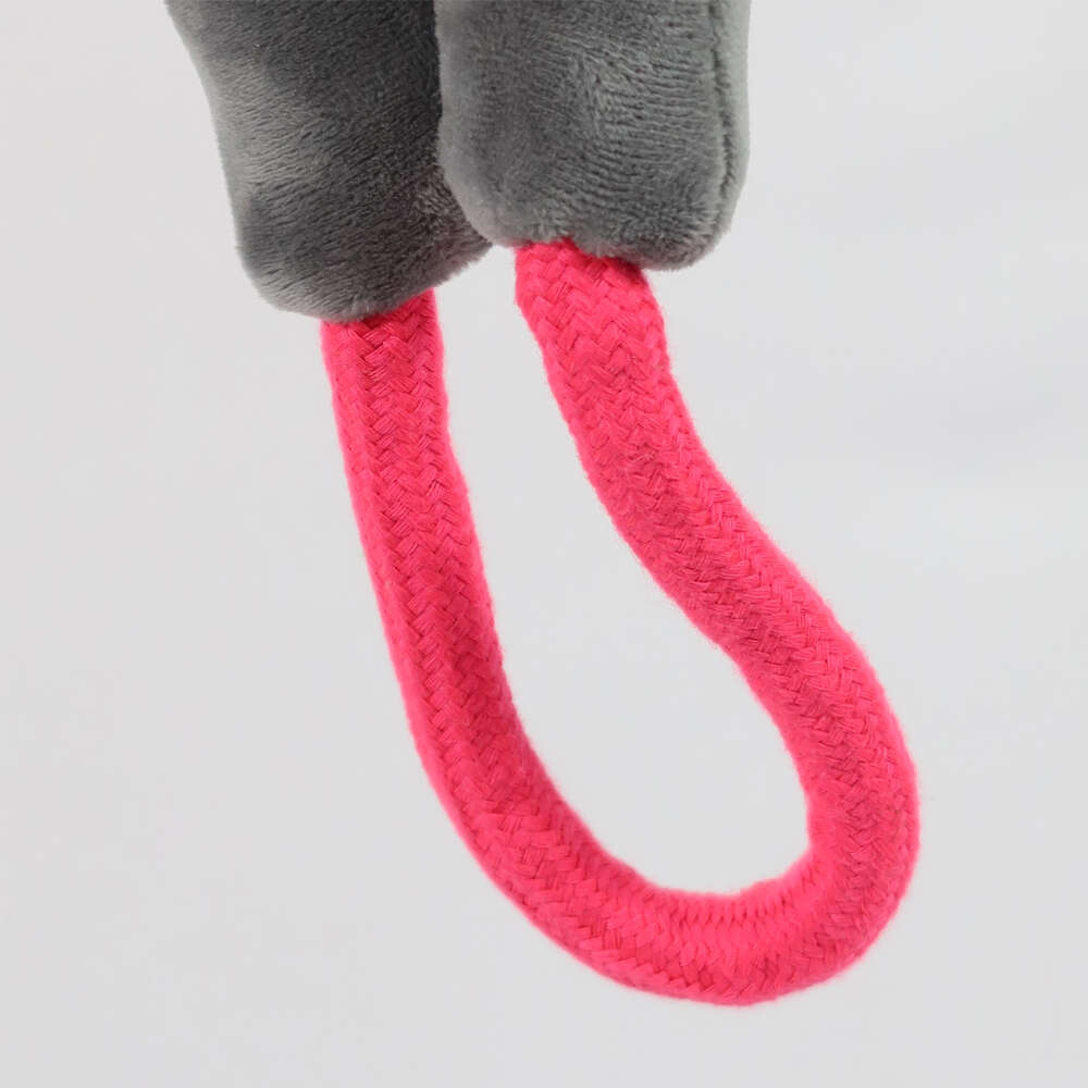 Brinquedo Pelúcia Qmonster Puxa Corda Coelho Shock Cinza e Rosa para Cães - Tam. Único