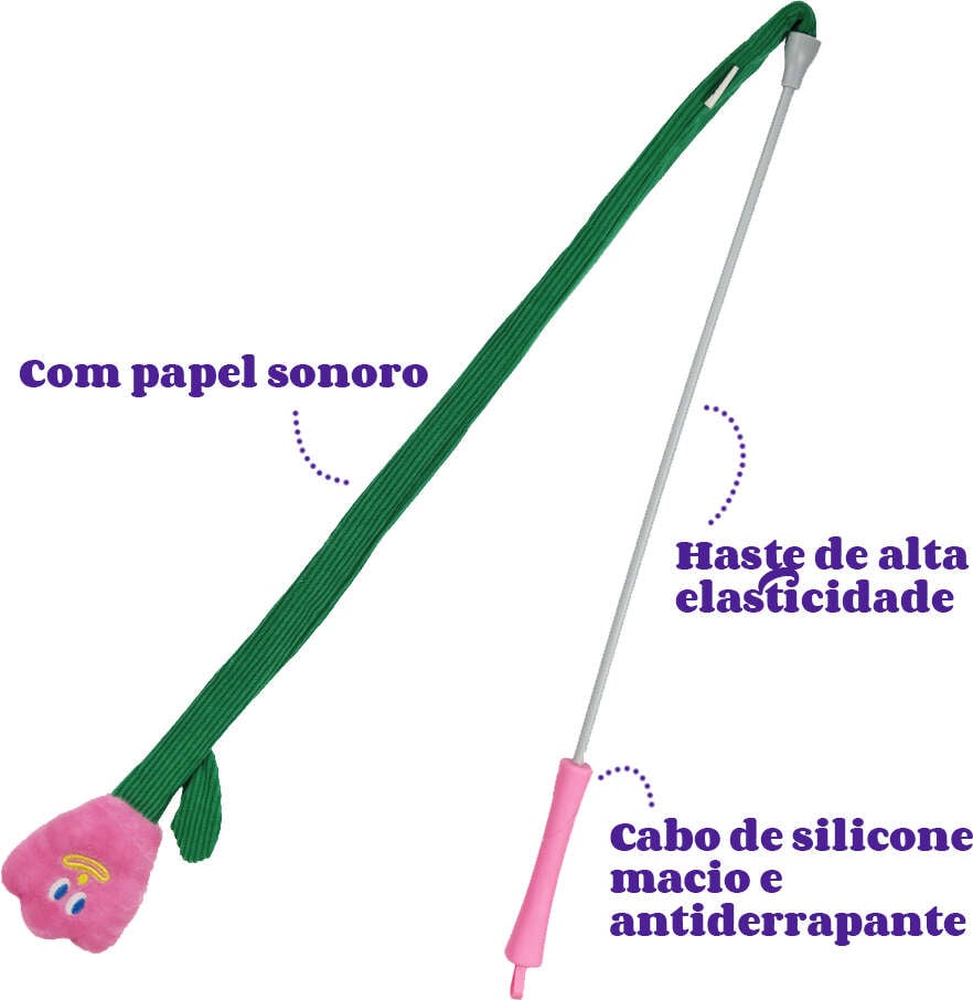 Brinquedo Pelúcia Zeze Varinha de Silicone Flor para Gatos - Tam. Único