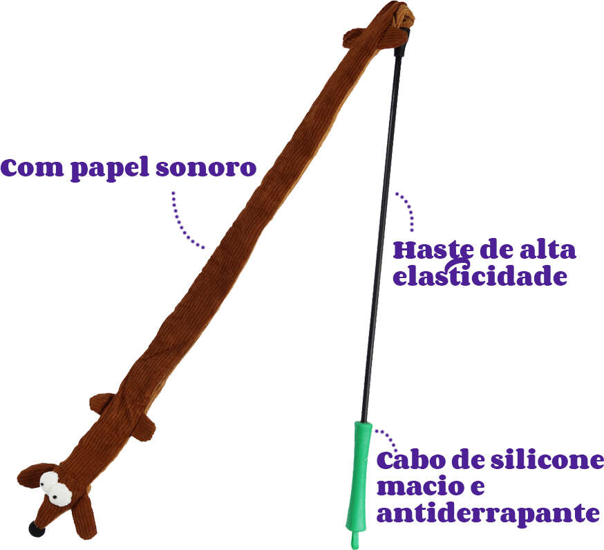 Brinquedo Pelúcia Zeze Varinha de Silicone Salsicha Marrom para Gatos - Tam. Único