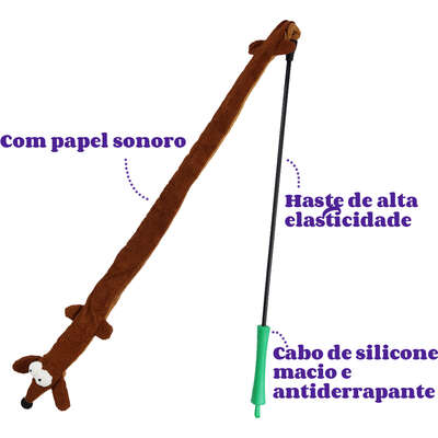 Brinquedo Pelúcia Zeze Varinha de Silicone Salsicha Marrom para Gatos