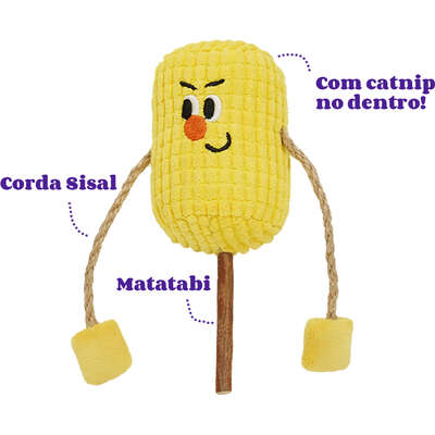 Brinquedo Pelúcia Zeze Espetinho Matatabi Milho com Catnip para Gatos