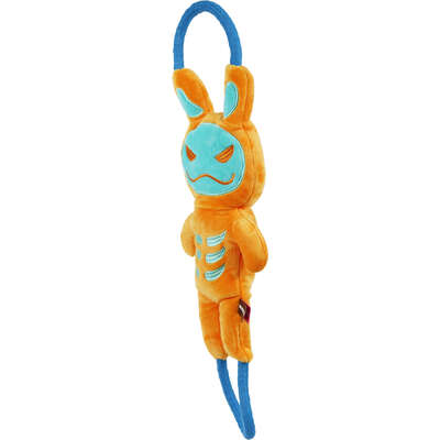 Brinquedo Pelúcia Qmonster Puxa Corda Coelho Shock Laranja e Azul para Cães