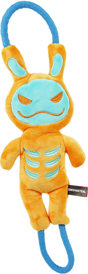 Brinquedo Pelúcia Qmonster Puxa Corda Coelho Shock Laranja e Azul para Cães - Tam. Único