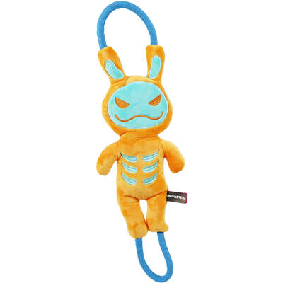 Brinquedo Pelúcia Qmonster Puxa Corda Coelho Shock Laranja e Azul para Cães