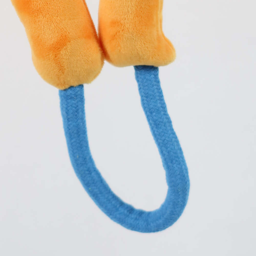 Brinquedo Pelúcia Qmonster Puxa Corda Coelho Shock Laranja e Azul para Cães - Tam. Único
