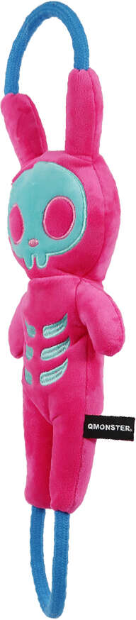 Brinquedo Pelúcia Qmonster Puxa Corda Coelho Shock Rosa e Azul para Cães - Tam. Único
